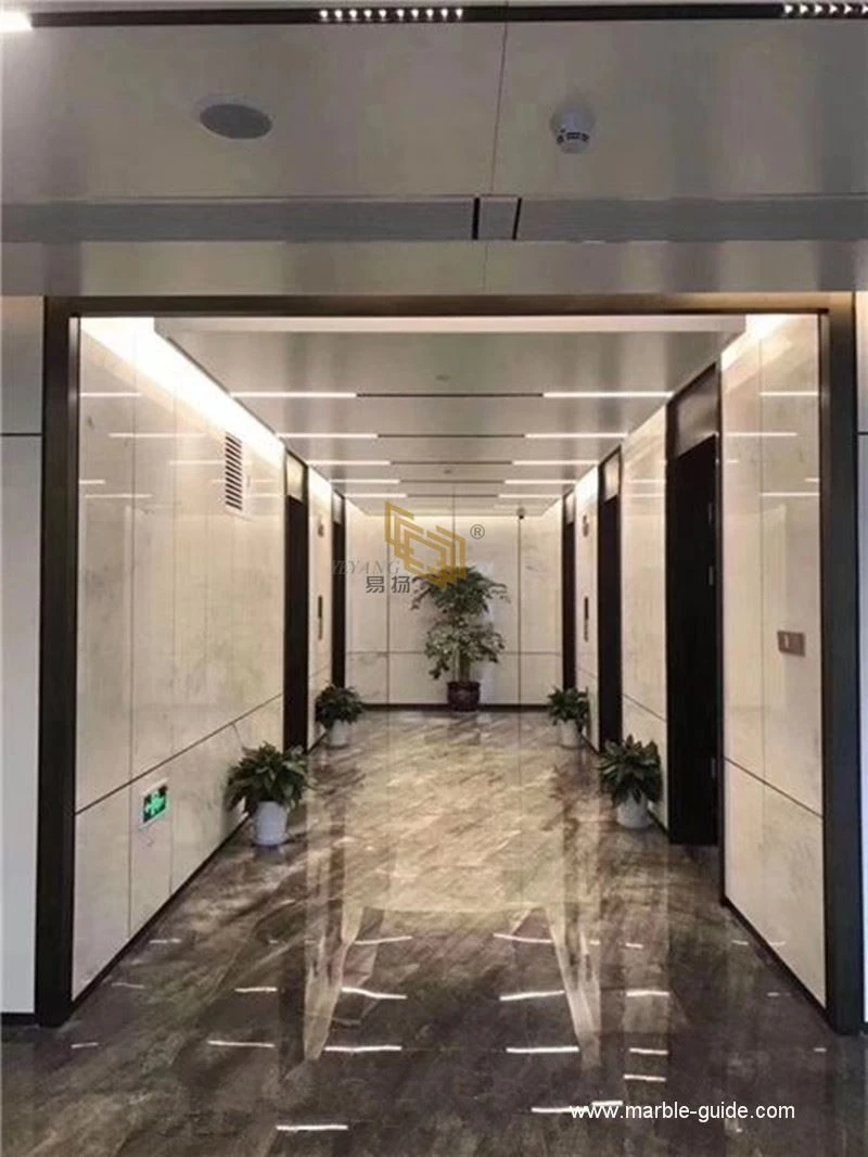 Gold Brick Grey Marble Flooring 01