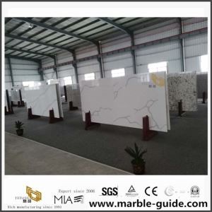 Белый Calacatta кварцевые плиты для столешницы с серым и золотым каменным зерном